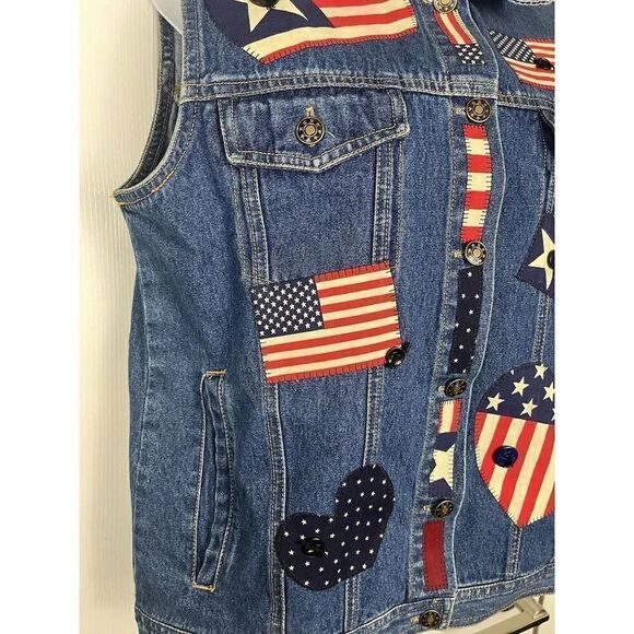 Y Not Sportswear American Flag Women’s Denim‎ Vest Size Small - Picture 4 of 9